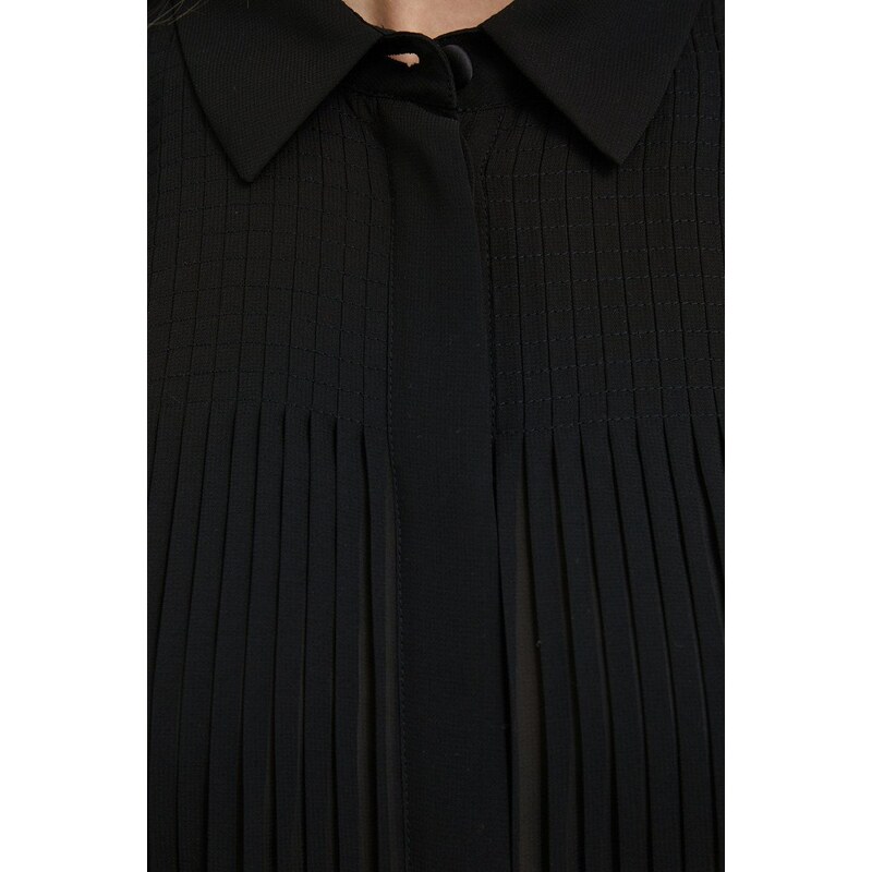 Košile Emporio Armani dámská, černá barva, regular, s klasickým límcem