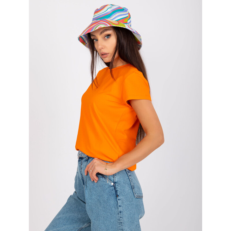 Fashionhunters Fluo oranžové dámské bavlněné tričko Peachy
