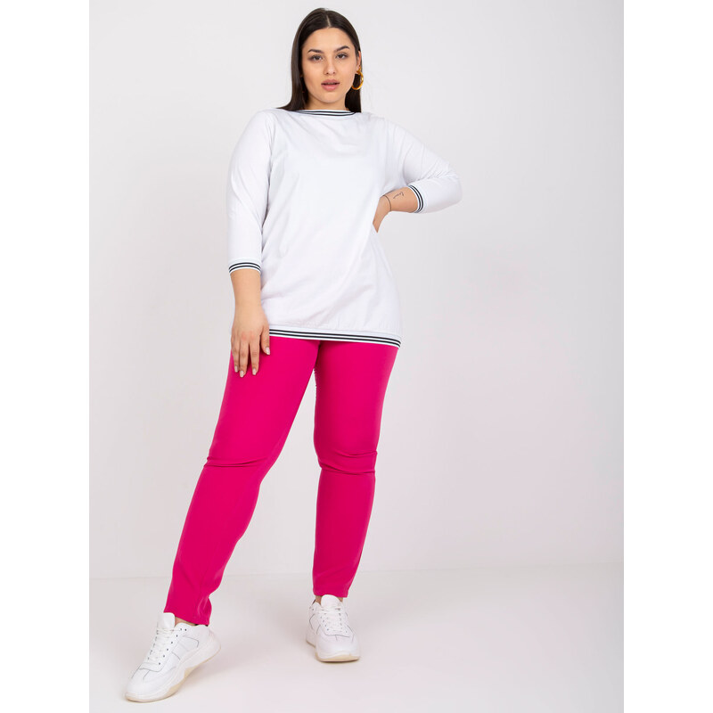 Fashionhunters Oversized bílá halenka s žebrováním