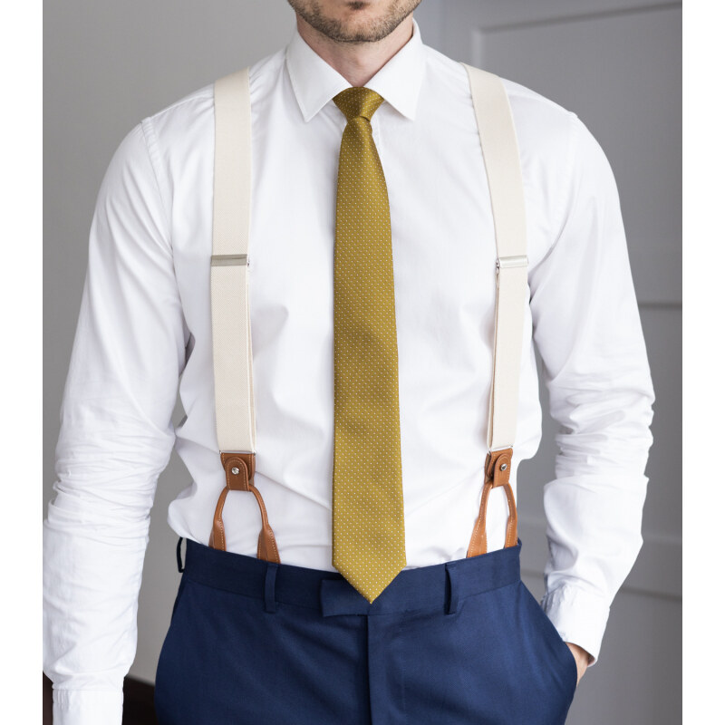 BUBIBUBI Žlutá kravata s puntíky