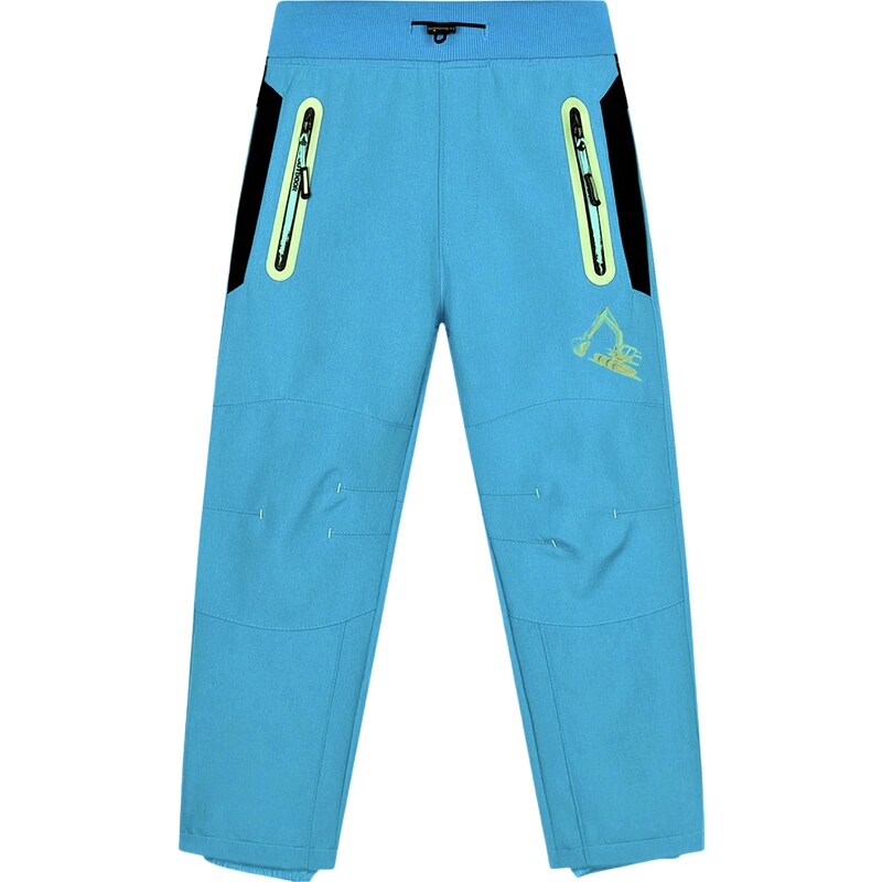 KUGO-Chlapecké zateplené softshellové kalhoty světle modré Bagr