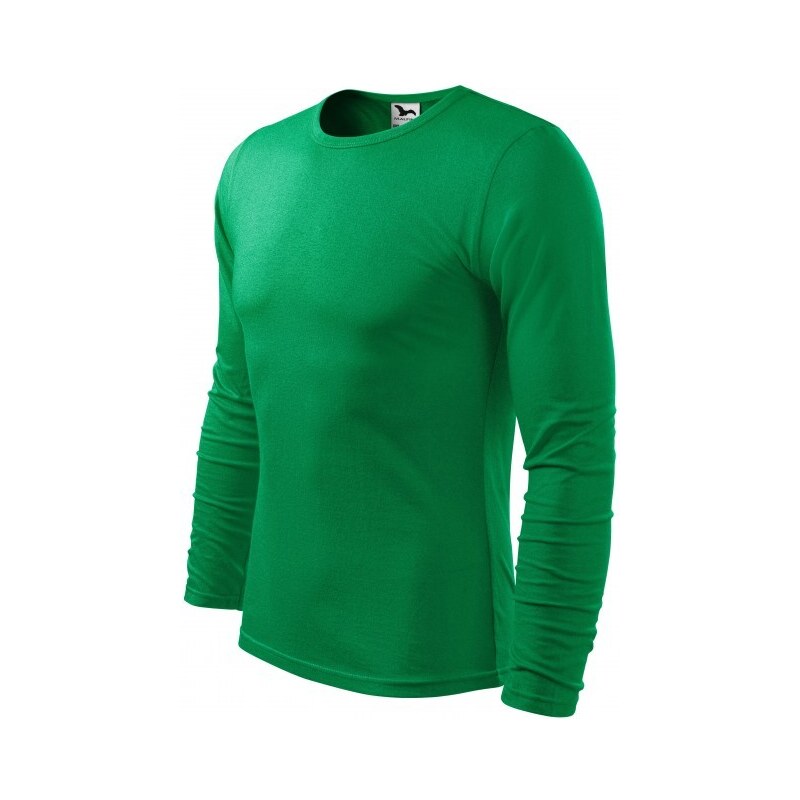 Malfini Levné pánské triko s dlouhým rukávem, trávově zelená