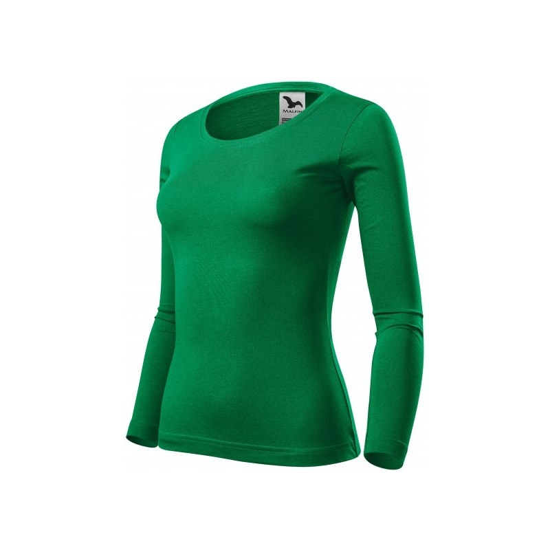 Malfini Levné dámské tričko s dlouhými rukávy, trávově zelená