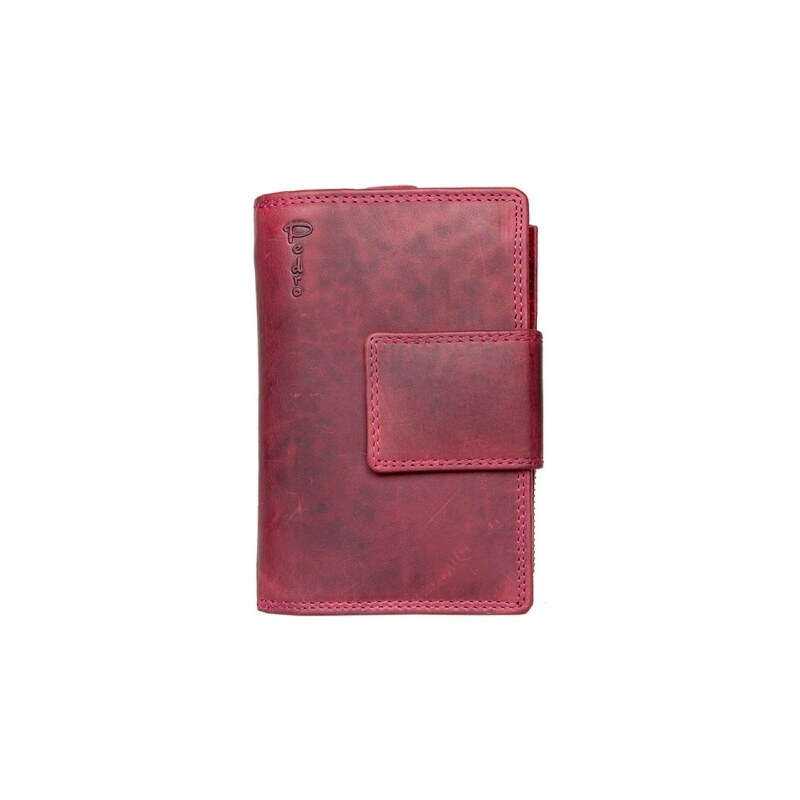 Tmavě růžová velká prostorná celá kožená peněženka Pedro z bytelné pravé kůže FLW