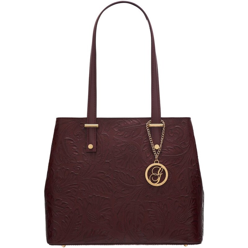 Glamorous by GLAM Kožená kabelka s květy přes rameno - vínová 74980602