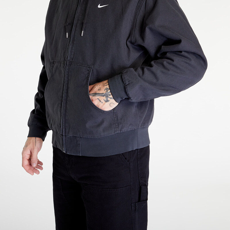 Pánská džínová bunda Nike Life Men's Padded Hooded Jacket Off Noir/ White