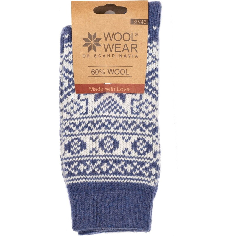 WOOLWEAR of Scandinavia Vlněné ponožky Blue/Winter Pattern no.