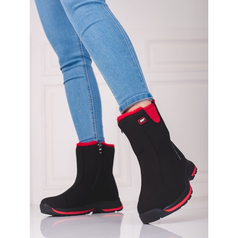DK Komfortní černé dámské trekingové boty bez podpatku