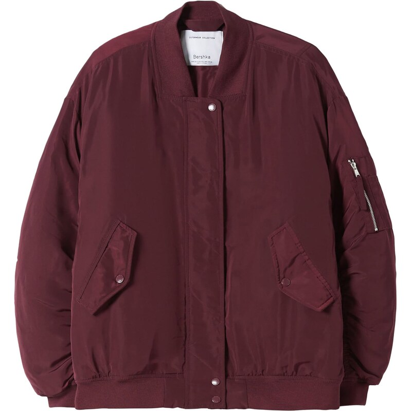 Bershka Přechodná bunda burgundská červeň