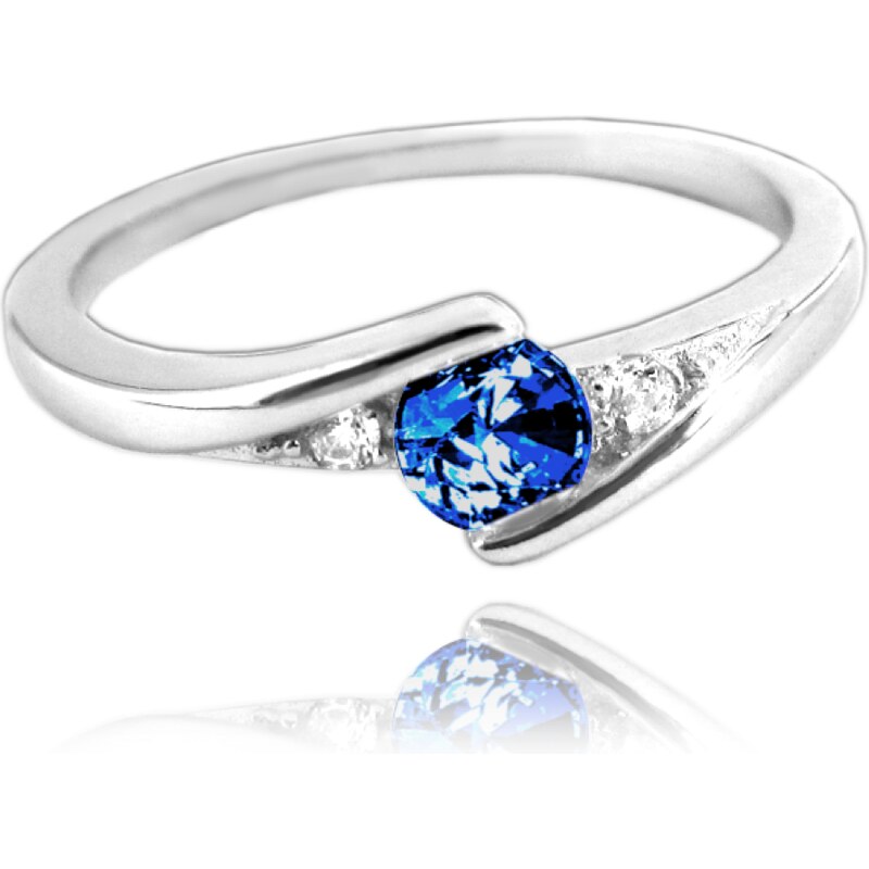 MINET Elegantní stříbrný prsten s tmavě modrým zirkonem vel. 61 84696674