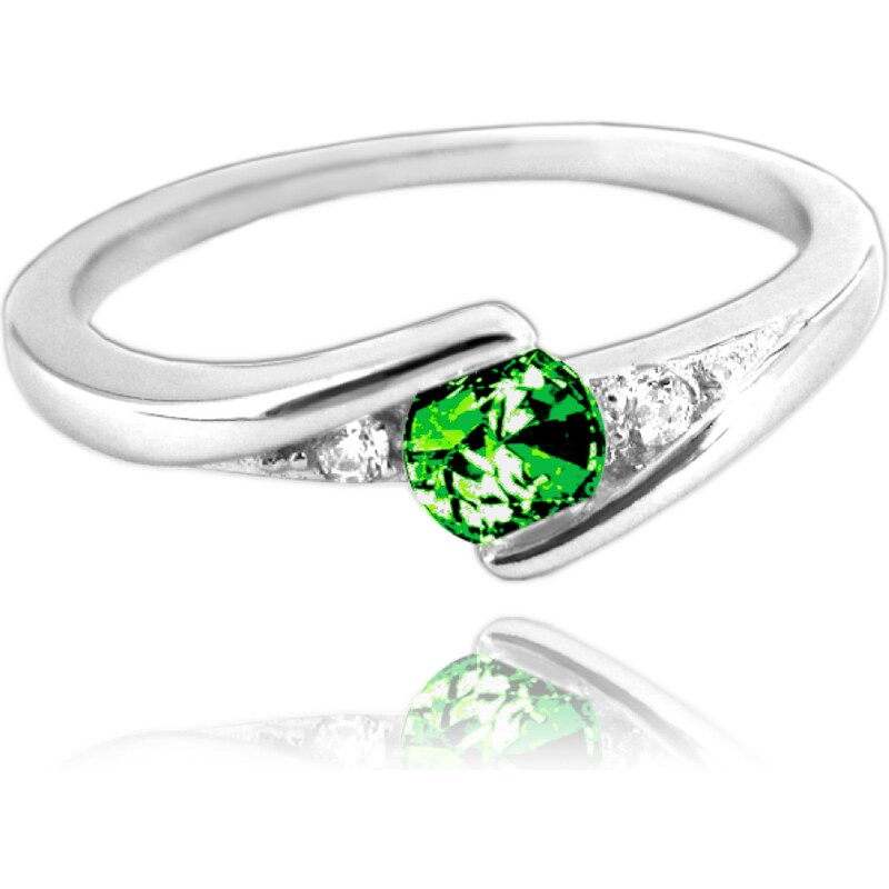 MINET Elegantní stříbrný prsten se zeleným zirkonem vel. 61 113066947