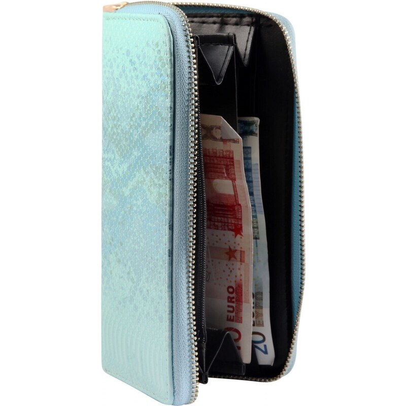 Tyrkysová peněženka Charm z imitace kůže