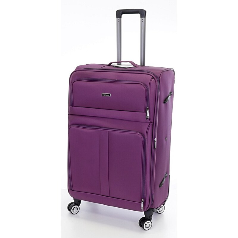 Sada 3 cestovních kufrů T-class 932, fialová, TEXTIL, M, L, XL, rozšiřitelné, 35l, 70l, 95l
