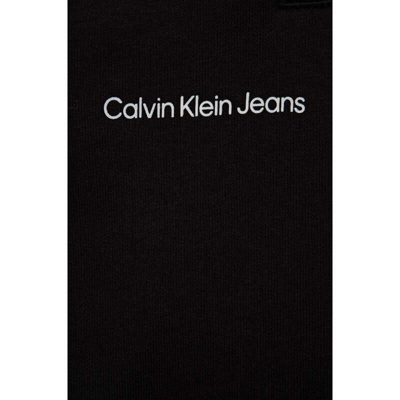 Dětské tepláky Calvin Klein Jeans černá barva, hladké