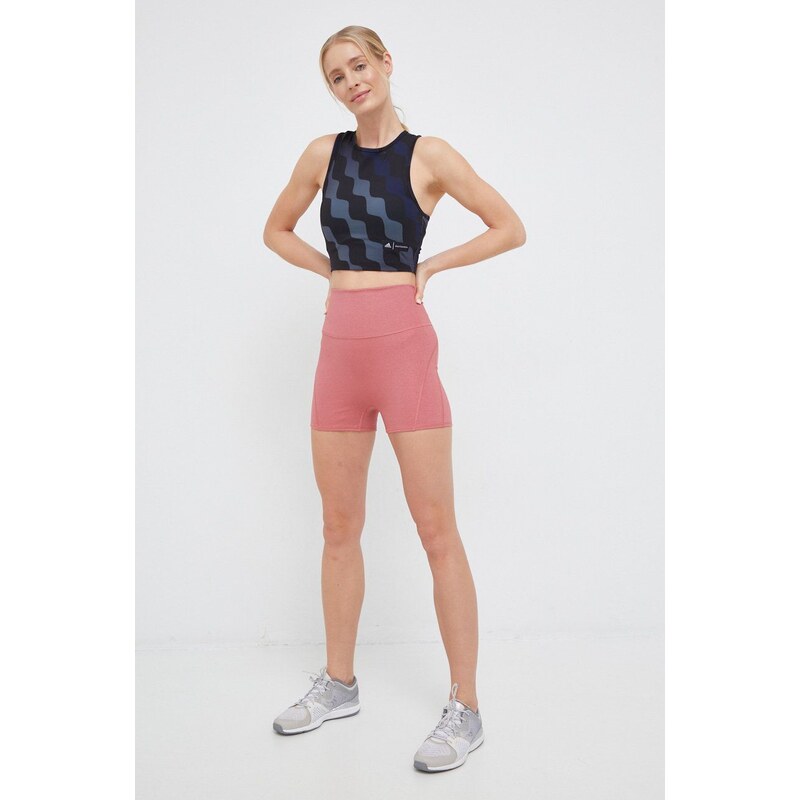 Šortky na jógu adidas Performance Studio Luxe Fire oranžová barva, high waist