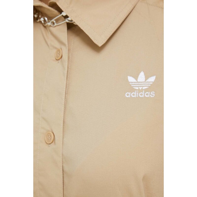 Košile adidas Originals Always Original dámská, béžová barva, regular, s klasickým límcem