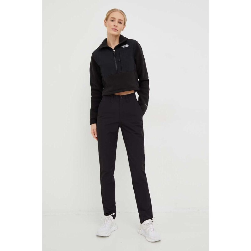 Mikina The North Face Womens Denali Cropped Fleece dámská, černá barva, NF0A7WXYJK31