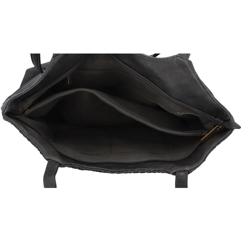 Paolo Bags Velká dámská koženková taška s proplétáním Korynt, tmavě šedá