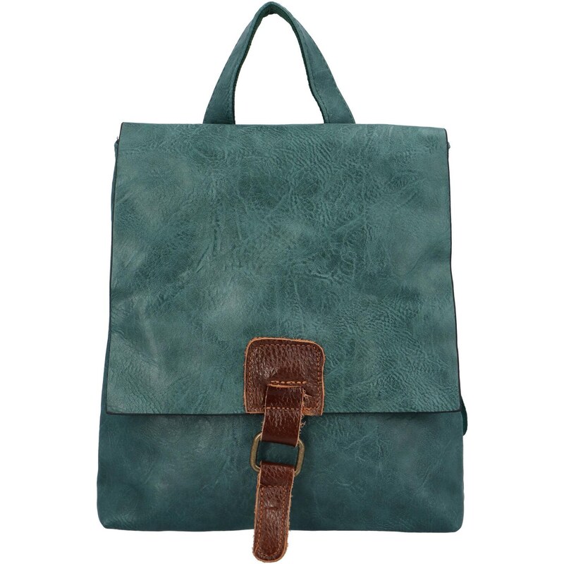 Paolo Bags Městský stylový koženkový batoh Enjoy, zelenomodrá