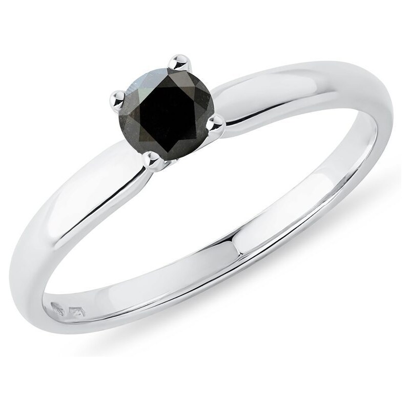 Prsten z bílého zlata s černým diamantem KLENOTA K0169012