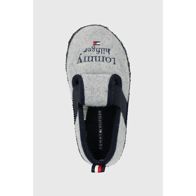 Dětské papuče Tommy Hilfiger šedá barva