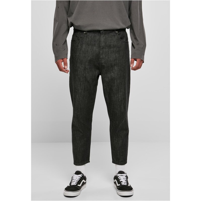 UC Men Cropped Tapered Jeans realblack vyprané