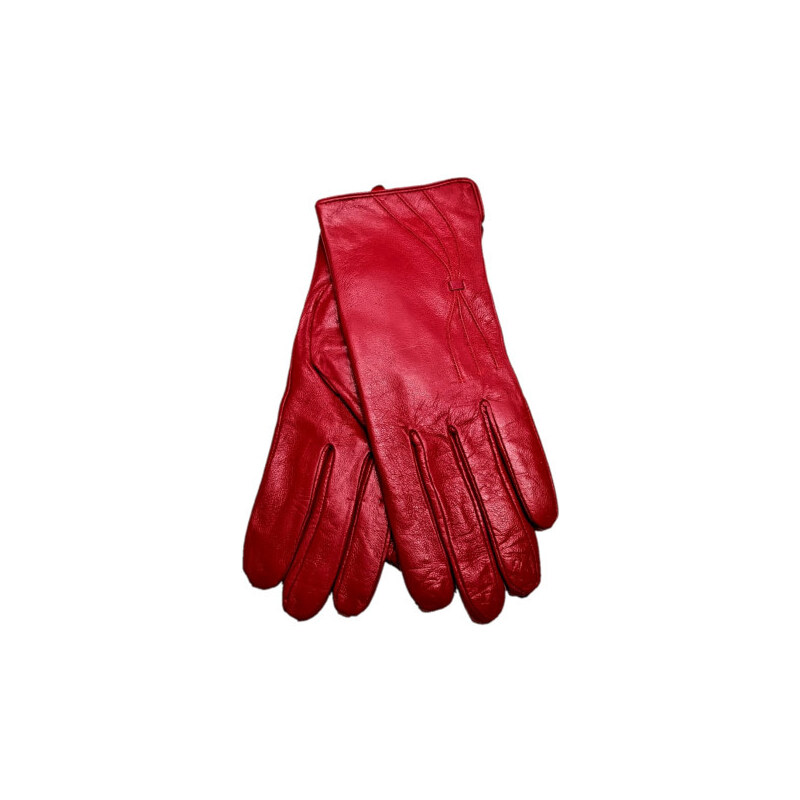 Dámské zateplené rukavice z pravé kůže červené