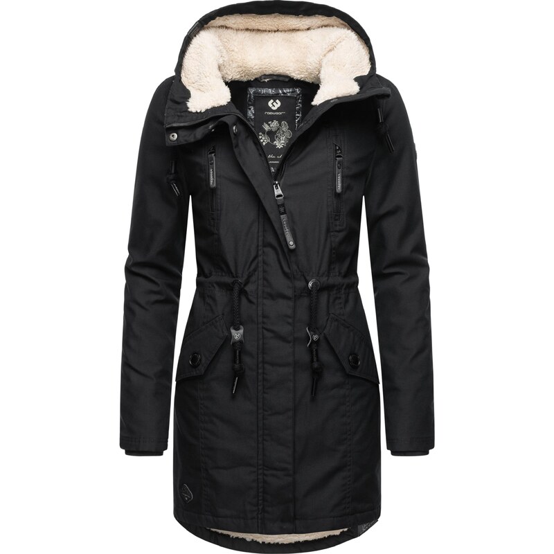 Ragwear Zimní parka 'Elsie' černá / bílá