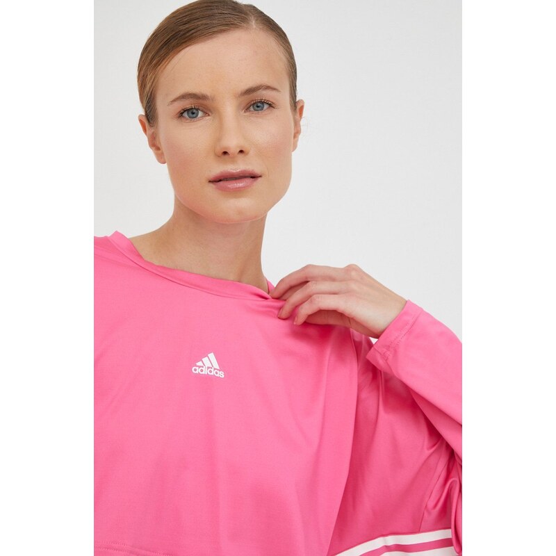 Tréninkové tričko s dlouhým rukávem adidas Hyperglam růžová barva