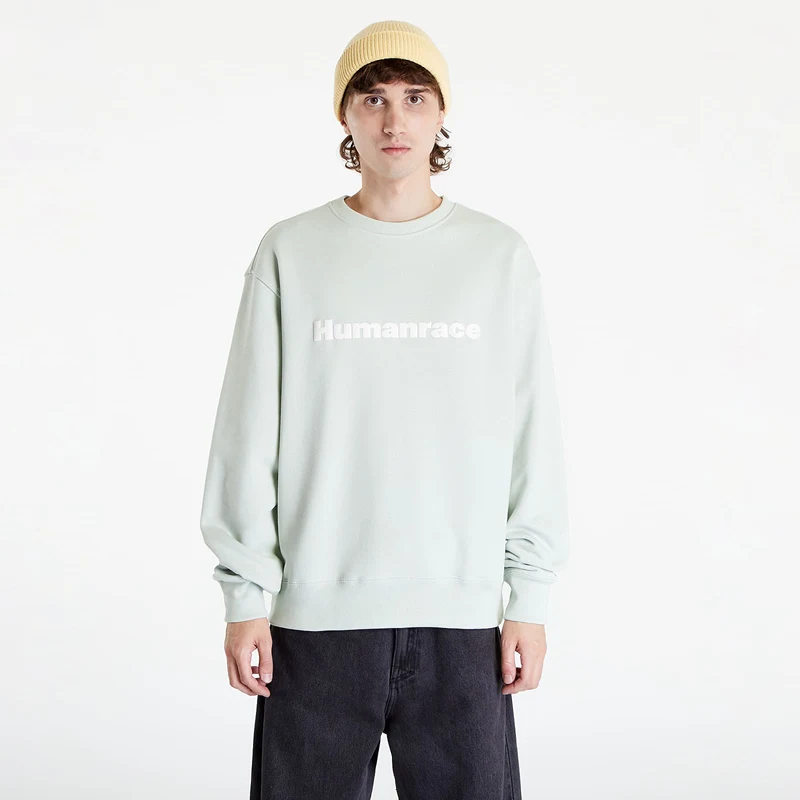 Pánská mikina adidas Originals Pharrell Williams Basics Crew Sweatshirt  (Gender Neutral) Zelená - GLAMI.cz