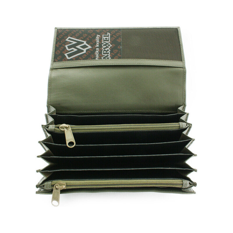 Tmavě zelená kožená číšnická peněženka Nolan
