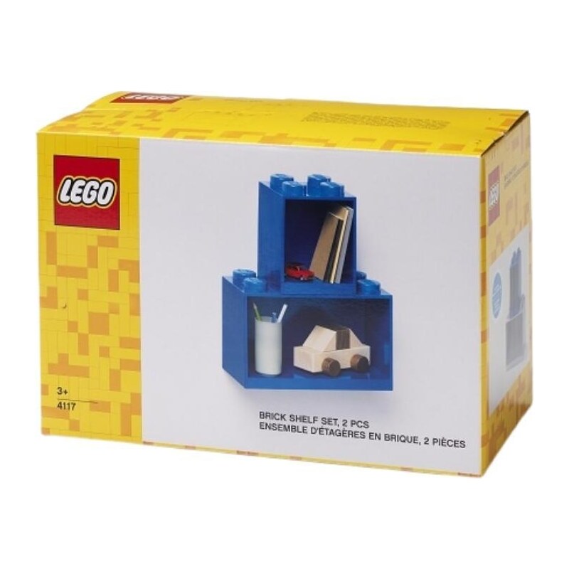 Lego Set dvou modrých nástěnných polic LEGO Brick