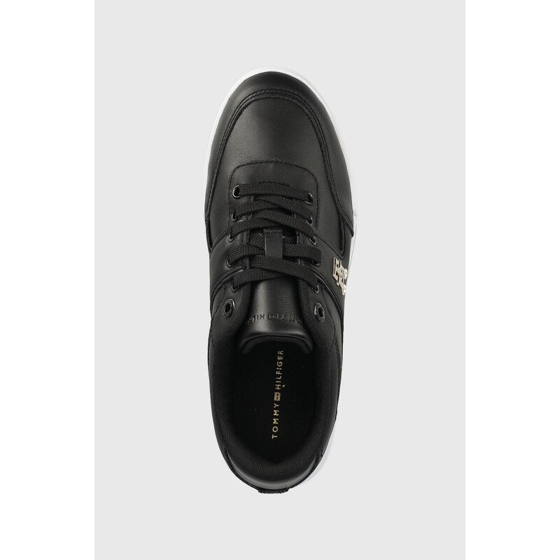 Kožené sneakers boty Tommy Hilfiger Th Prep Court Sneaker černá barva