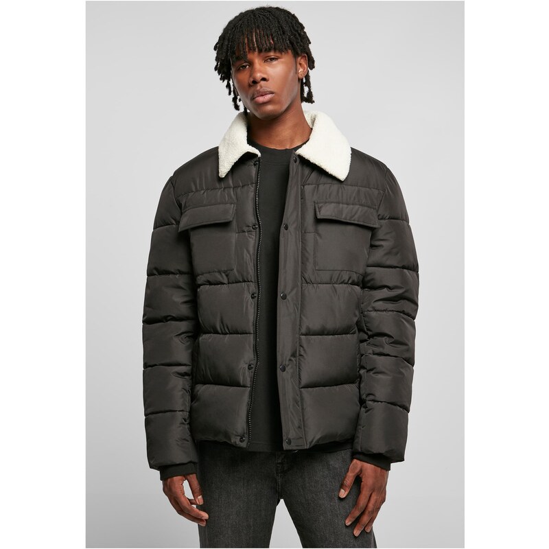 Urban Classics Bunda Sherpa Collar Padded Shirt Jacket černá