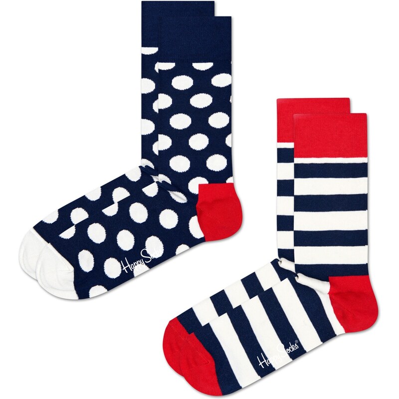 Happy Socks Ponožky 2-Pack Big Dot Socks tmavě modrá