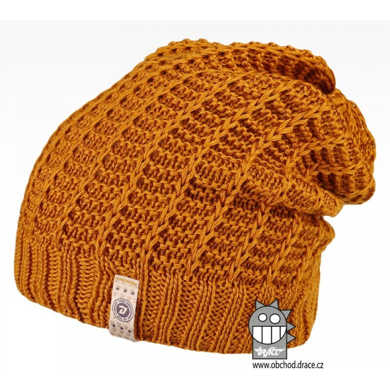 Merino pletená čepice Dráče - Harmony 26, hořčicová 117156696