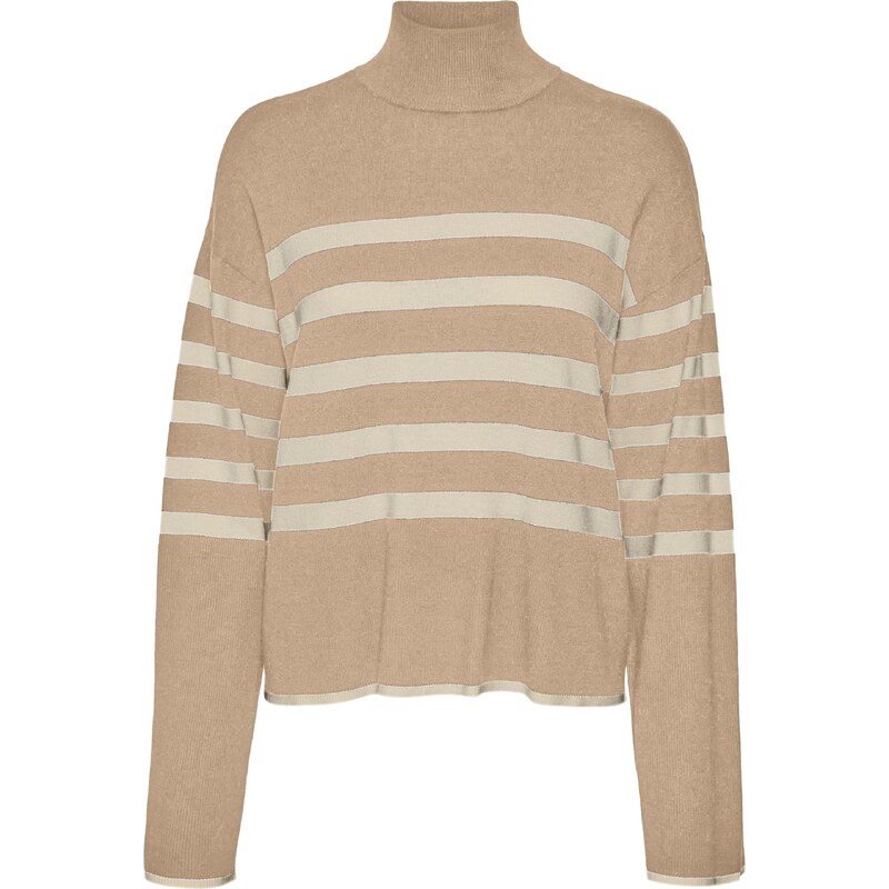 VERO MODA Svetr HAPPINESS béžová / světle hnědá
