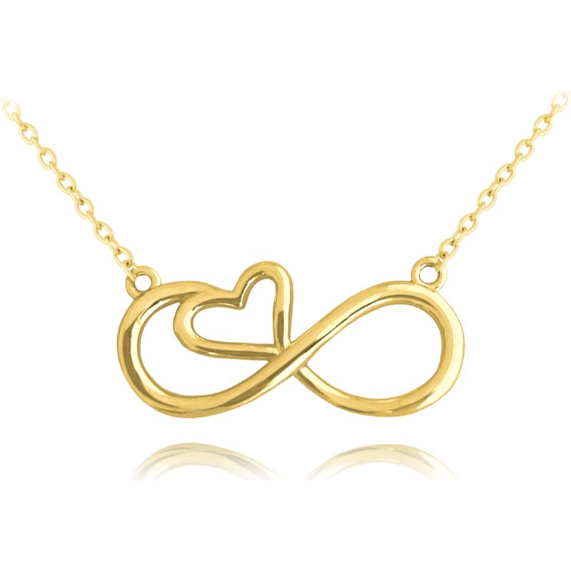 MINET Pozlacený stříbrný náhrdelník FOREVER LOVE JMAN0391GN45