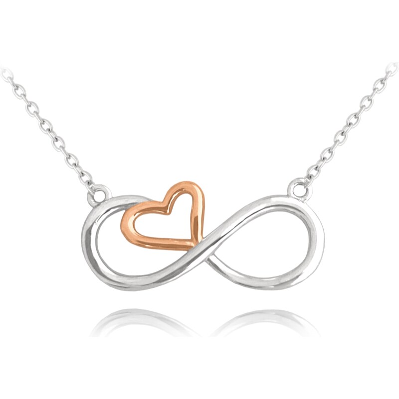 MINET Rose gold stříbrný náhrdelník FOREVER LOVE JMAN0391RN45 75104269