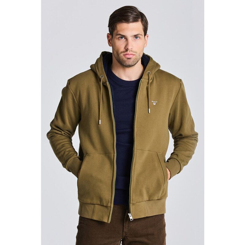 MIKINA GANT D2. SHERPA FLEECE ZIP SWEAT HOODIE zelená S