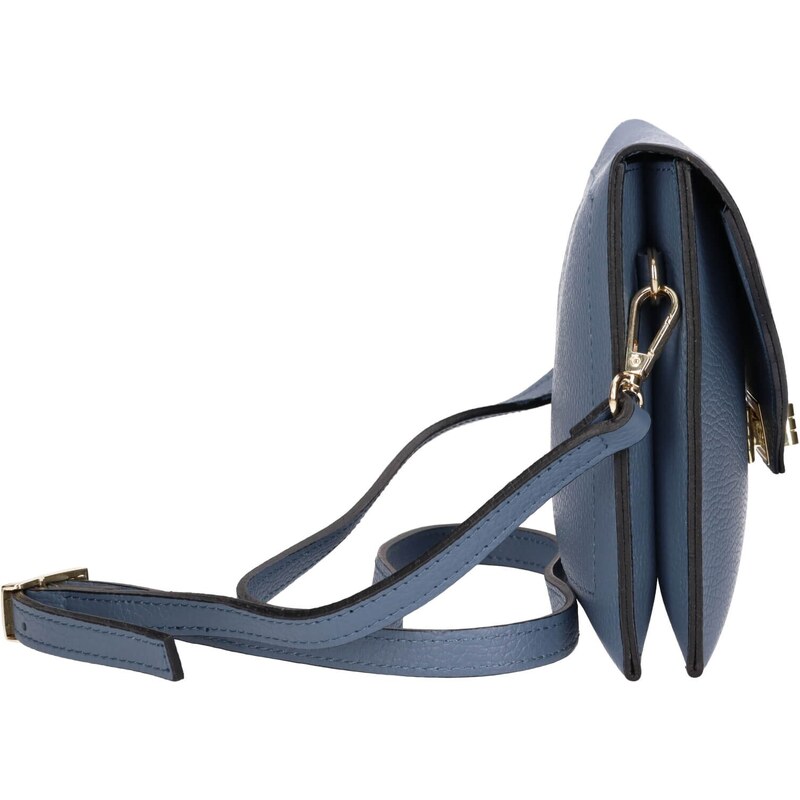 Dámská kožená crosbody kabelka Italia Martes - světle modrá