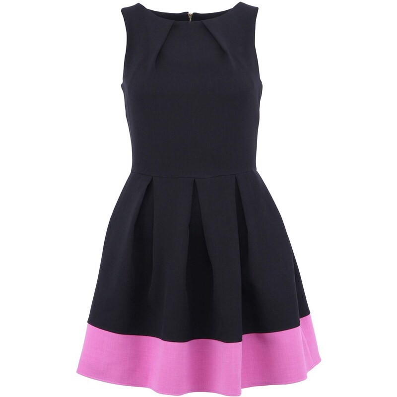 Černé šaty s fialovorůžovým lemem Closet