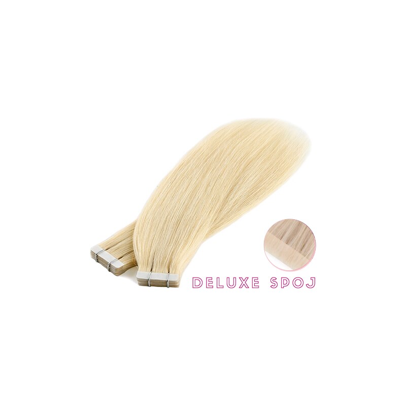 Deluxe neviditelné vlasové PU pásky tape in na prodlužování vlasů 50cm 613 - nejsvětlejší blond