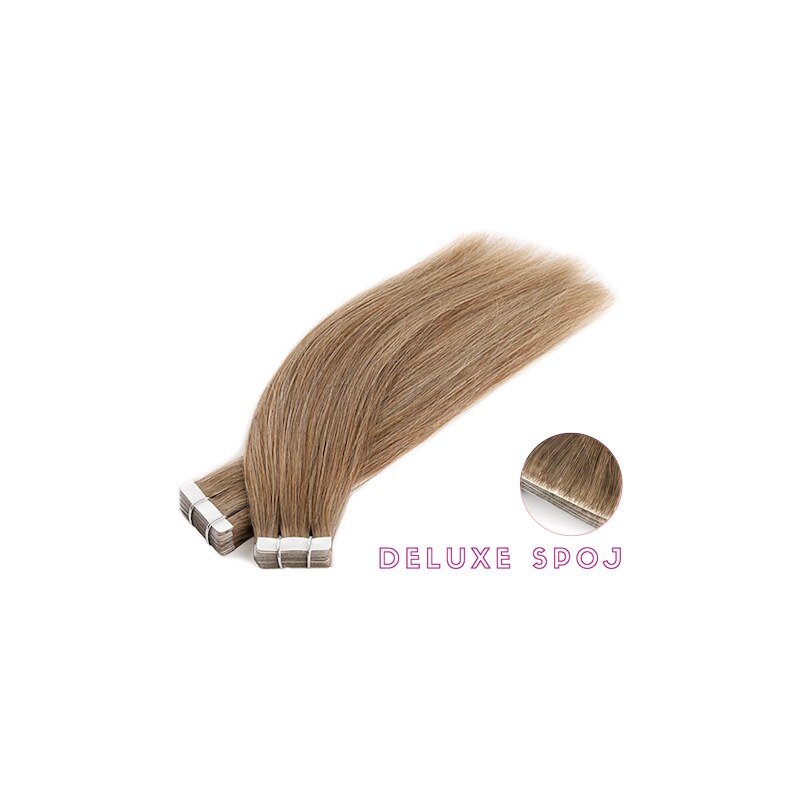 Deluxe neviditelné vlasové PU pásky tape in na prodlužování vlasů 50cm 10A - popelavá blond