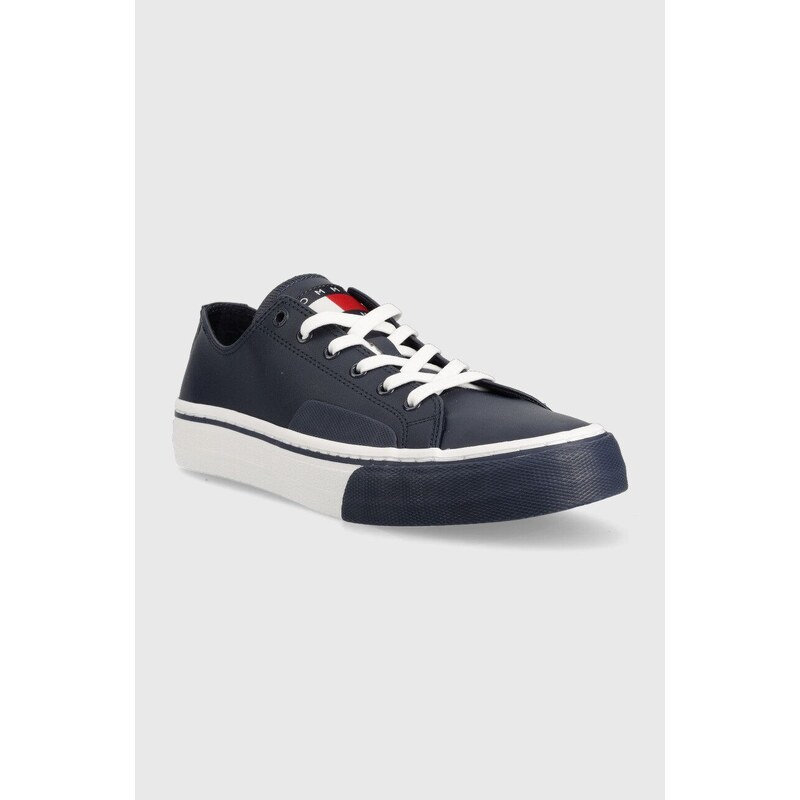 Tenisky Tommy Jeans Leather Vulc Tjm Ess pánské, tmavomodrá barva