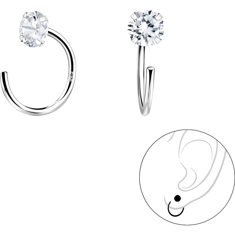 SYLVIENE Stříbrné náušnice Ear Huggers se Zirkonem 4 mm 75145765