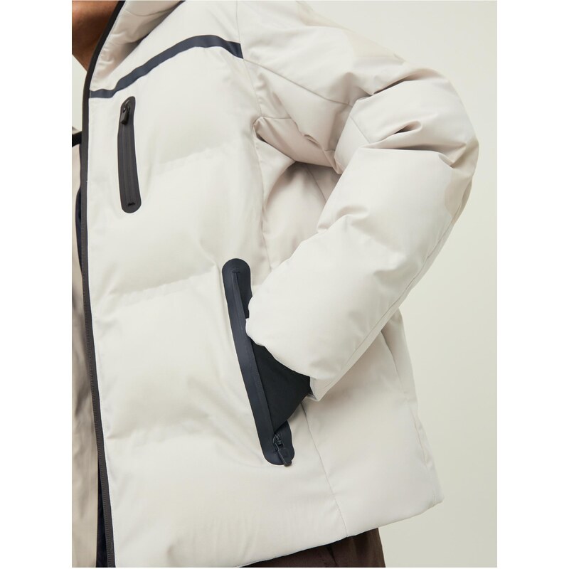 Béžová zimní bunda s kapucí Jack & Jones Heat - Pánské