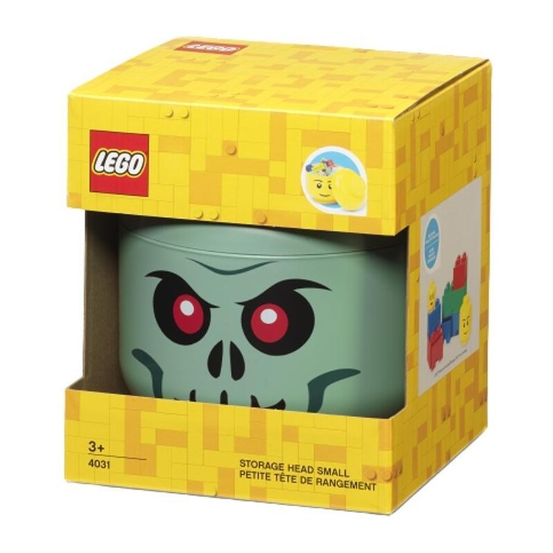 Lego Zelený úložný box ve tvaru hlavy LEGO Skeleton 18,5 cm