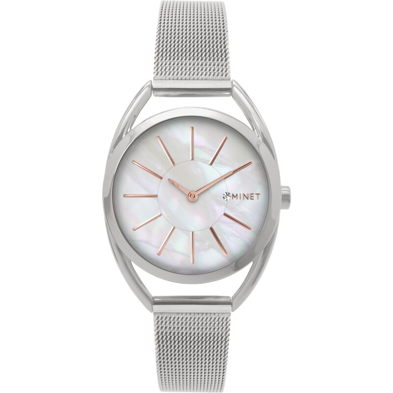 MINET Stříbrné náramkové dámské hodinky ICON PEARL MESH MWL5210 75160590