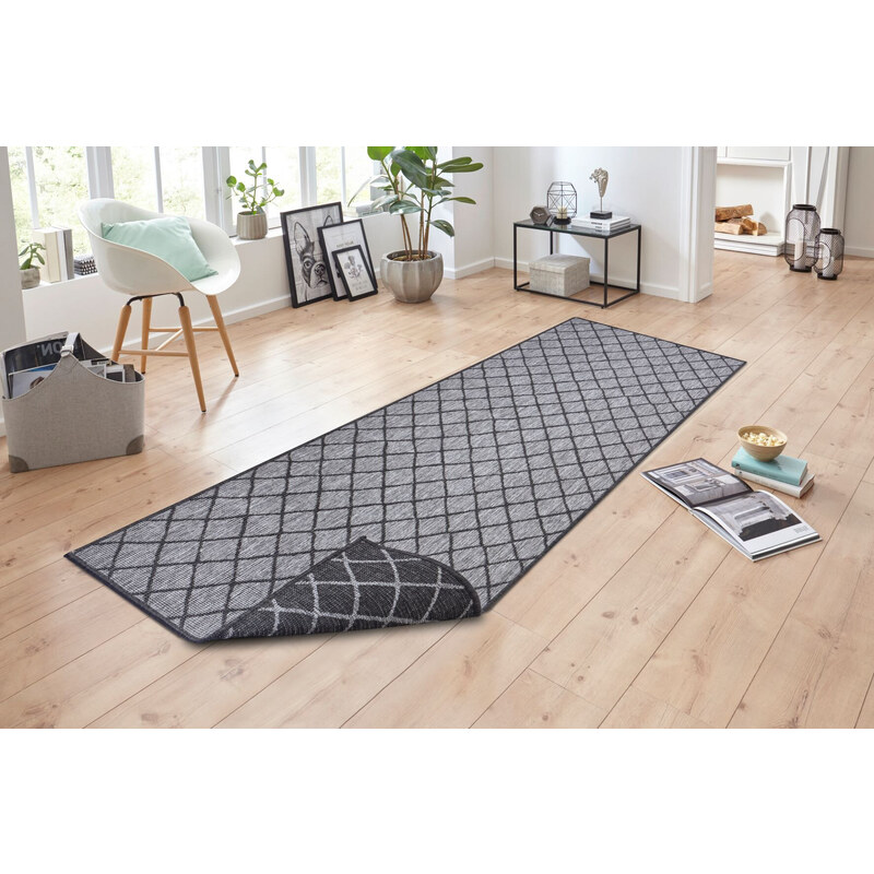 NORTHRUGS - Hanse Home koberce Kusový koberec Twin-Wendeteppiche 105456 Night Silver – na ven i na doma - 120x170 cm